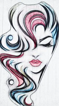 Milady white line 库存插图