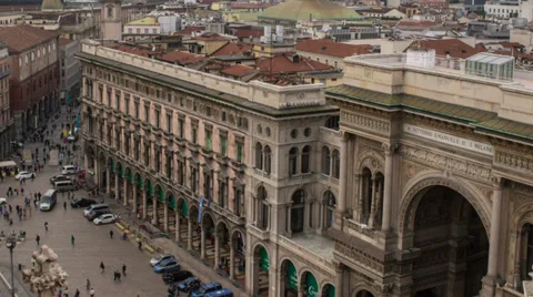 Milan above crowd in streets time lapse HD Stock Footage 32875395