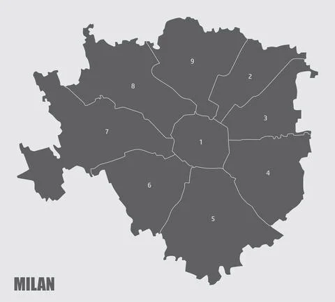Milan administrative map Stock Illustration