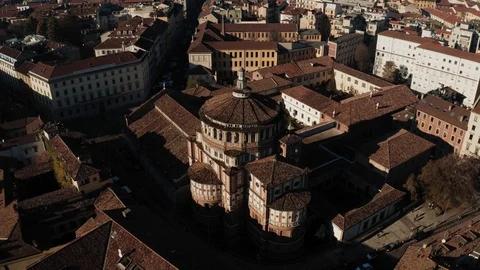 Milan Aerial Cinematic 4k - Santa Maria Delle Grazie Stock Footage
