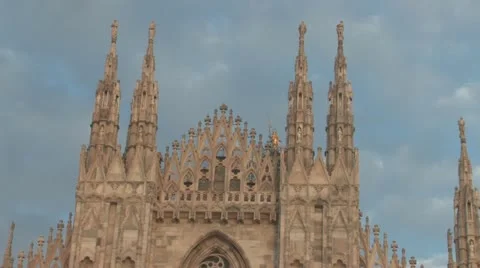 Milan Cathedral at Dusk Stock Footage 12595988