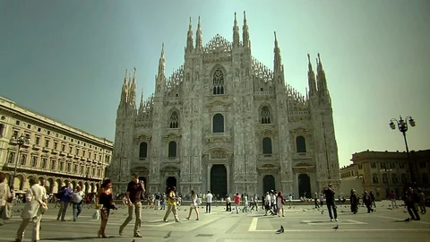 Milan cathedral square wide Stock Footage 75893527