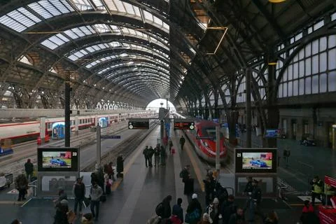 Milan Central Station platforms Stock Photos