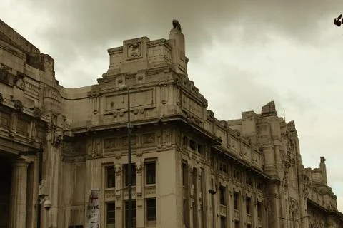 Milan Central Station with sky view Stock Photos