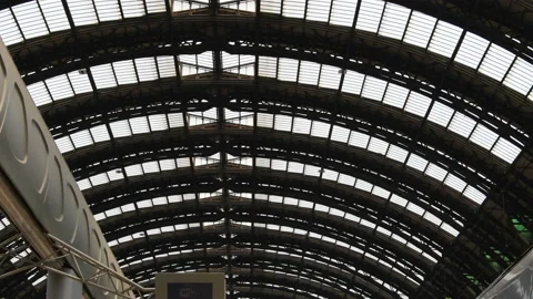 Milan central station with train stopped Stock Footage 131553282