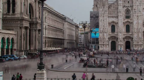 Milan crowd crane time lapse HD Stock Footage 32714305
