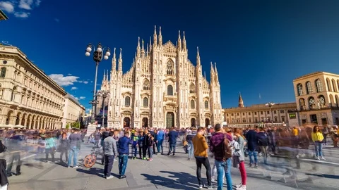 Milan Dome. Cathedral Square. Piazza Duomo Di Milano. Timelapse Hyperlapse  4k Video stock 102338101