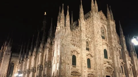 The Milan Duomo at night 7 Stock Footage 345092010