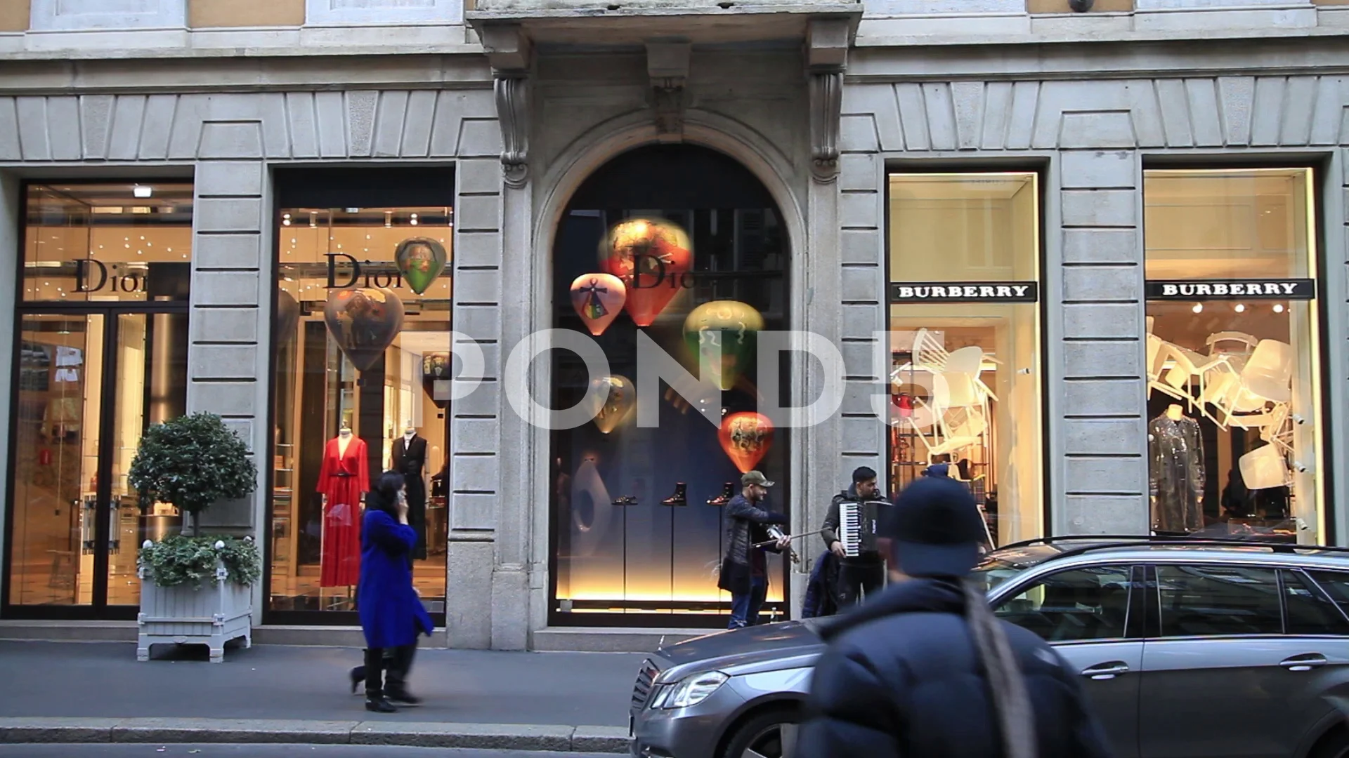 Milan: Fashion stores of Dior and Burber... | Stock Video | Pond5