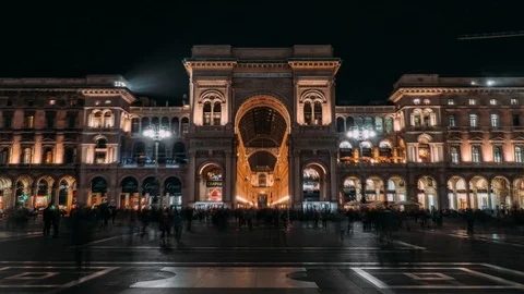 Milan Hyperlapse At Milano Duomo Cathedral, Italy 4K Time-Lapse Stock Footage