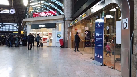Milan inside Central Station walking people timelapse 스톡 동영상 102839360