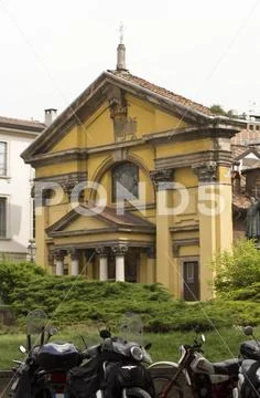 MILAN, ITALY - APRIL 16 2015: Outdoor view of Santa Maria Podone church in Mi Stock Photos