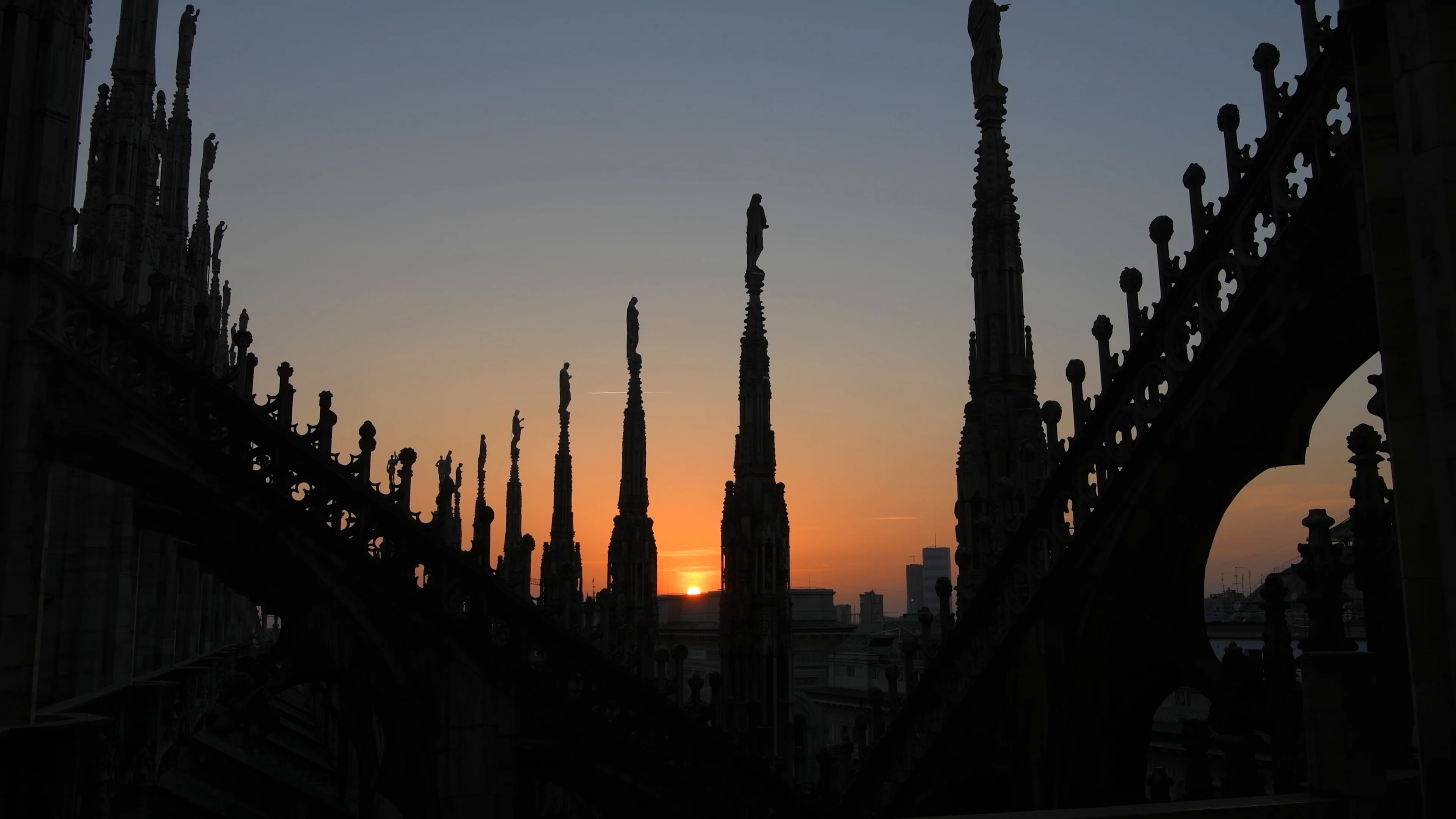 Milan, Italy - Duomo Terrace at sunset, Stock Video