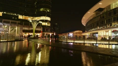 Milan, Italy: Gae Aulenti square in Porta Nuova Varesine district. Night view. Stock Footage