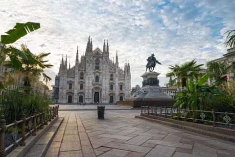 Milan, Italy. Historic center of Milan, Piazza Duomo with the Duomo of Milan Stock Photos