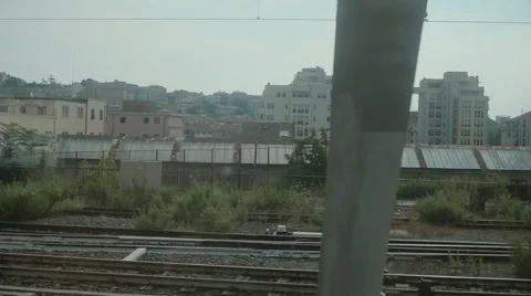 MILAN, ITALY-JULY 21,2015: Train approaching at a railway station in Milan Stock Footage 59804285