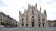 Milan, Italy - March 20, 2020: Empty Square In Front Of The Duomo Cathedral And Stock Footage