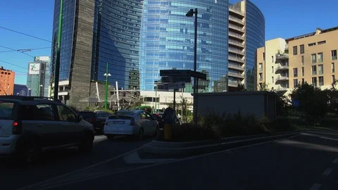 Milan, Italy,the new architectural complex in the Porta Nuova area,slow motion Stock Footage 117813206