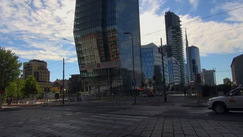 Milan, Italy,the new architectural complex in the Porta Nuova area,slow motion Stock Footage 117813350