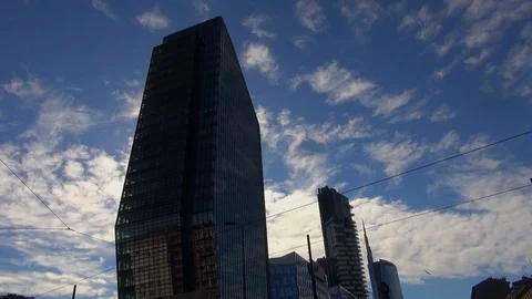Milan, Italy,the new architectural complex in the Porta Nuova area,slow motion Stock Footage 117813423