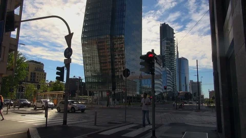 Milan, Italy,the new architectural complex in the Porta Nuova area,slow motion Stock Footage 117813503