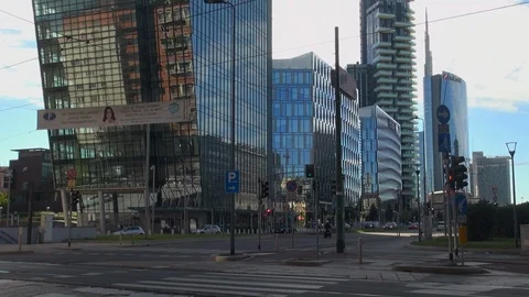 Milan, Italy,the new architectural complex in the Porta Nuova area,slow motion Stock Footage 117813505
