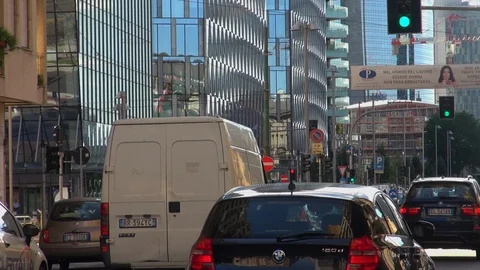Milan, Italy,the new architectural complex in the Porta Nuova area,slow motion Stock Footage 117813592