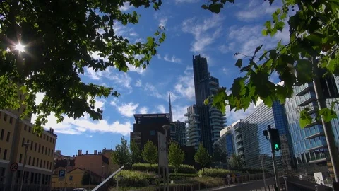 Milan, Italy,the new architectural complex in the Porta Nuova area,slow motion Stock Footage 117813600