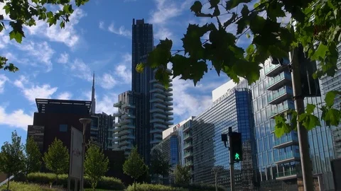 Milan, Italy,the new architectural complex in the Porta Nuova area,slow motion Stock Footage 117813658