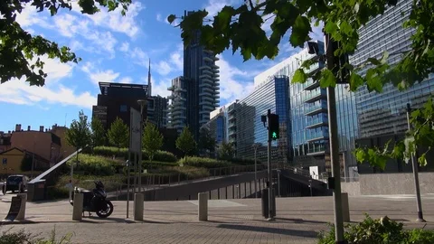 Milan, Italy,the new architectural complex in the Porta Nuova area,slow motion Stock Footage 117813705