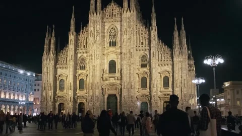 Milan, Italy - October 30, 2024: Milan Cathedral on Cathedral Square with Stock Footage 312819084