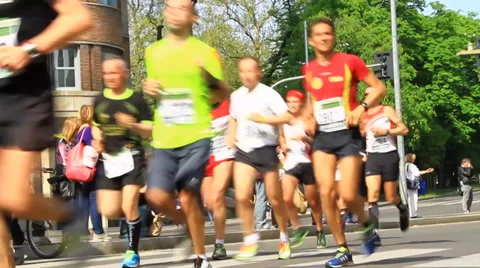 Milan Marathon Runners Stock Footage 37036992