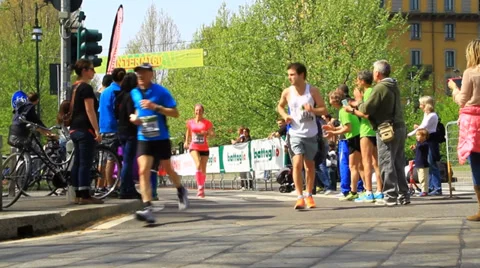 Milan Marathon Runners Stock Footage 37037688