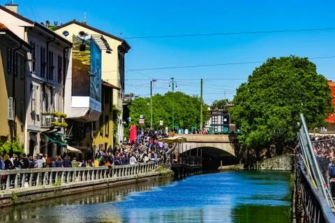 Milan, Navigli interconnected canals in and around Milan Stock Photos