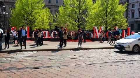 Milan Piazza della Scala Stock Footage 106441201