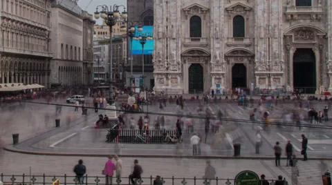 Milan piazza duomo tracking left HD Stock Footage 32714290