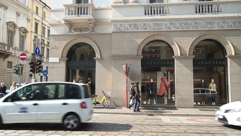 Milan Shop window of Caractere in fashion capital of the world Italy