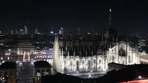 Milan skyline by night Stock Footage 289861653