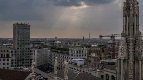 Milan skyline rays time lapse HD Stock Footage 32875713
