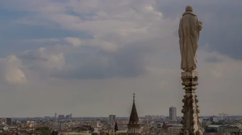 Milan skyline statue HD Stock Footage 32814390