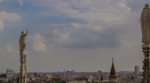 Milan skyline statue tracking HD Stock Footage 32814385