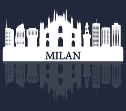 Milan skyline on white background Stock Illustration