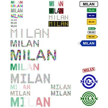 Milan text design set Stock Illustration