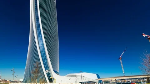 Milan Timelapse Hyperlapse Milano Time lapse Citylife District Tower Hadid Stock Footage 101225713