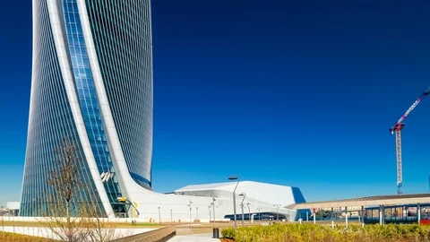 Milan Timelapse Hyperlapse Milano Time lapse Citylife District Tower Hadid Stock Footage 101229059