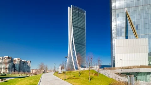 Milan Timelapse Hyperlapse Milano Time lapse Citylife District Tower Hadid Stock Footage 101245578