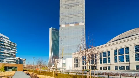 Milan Timelapse Hyperlapse Milano Time lapse Citylife District Tower Hadid Stock Footage 101250708