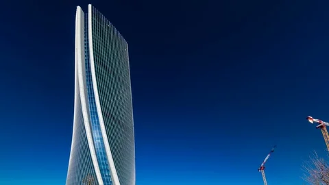 Milan Timelapse Hyperlapse Milano Time lapse Citylife District Tower Hadid Video stock 101257563