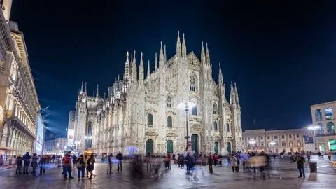 Milan Timelapse Hyperlapse Milano Time lapse Cathedral Duomo fashion week Video stock 101326026