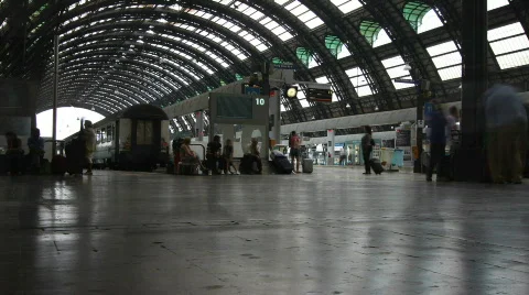 Milan Train Station Timelapse HD Video stock 831066